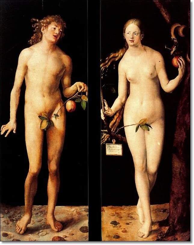 Adán y Eva, pintada por Alberto Durero.